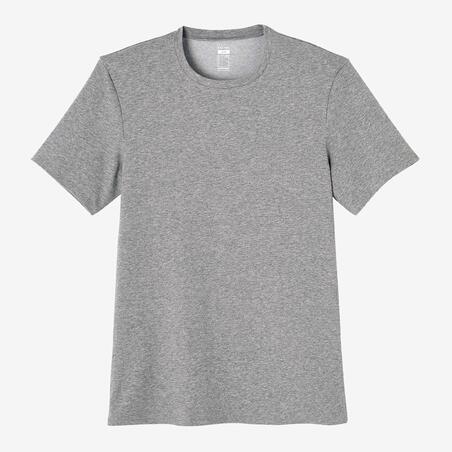 T-shirt fitness manches courtes col rond coton femme - 500 gris