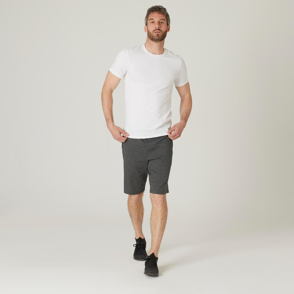 Men's Slim-Fit Fitness T-Shirt 500 - Sage Grey