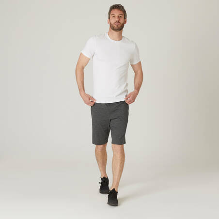 Kaos Fitness Slim-Fit Pria 500 - Putih
