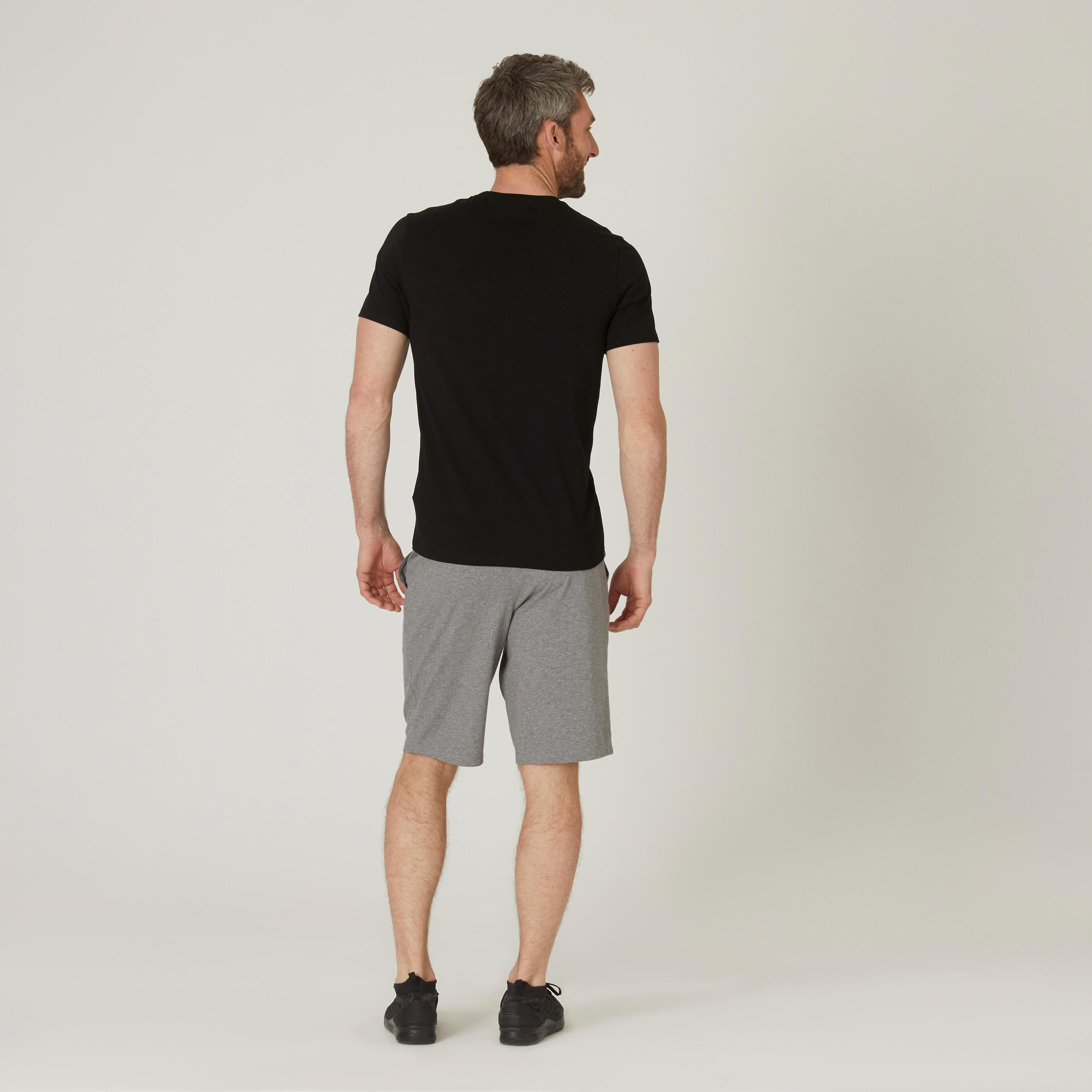 Men's Slim-Fit Fitness T-Shirt 500 - Black 8/19
