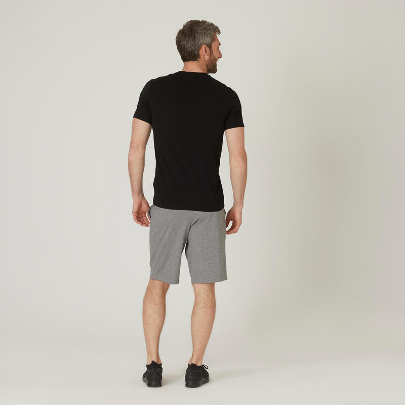 Fitness T-shirt voor heren slim fit 500 zwart