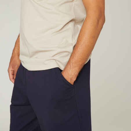 Long Stretch Cotton Fitness Shorts - Navy Blue