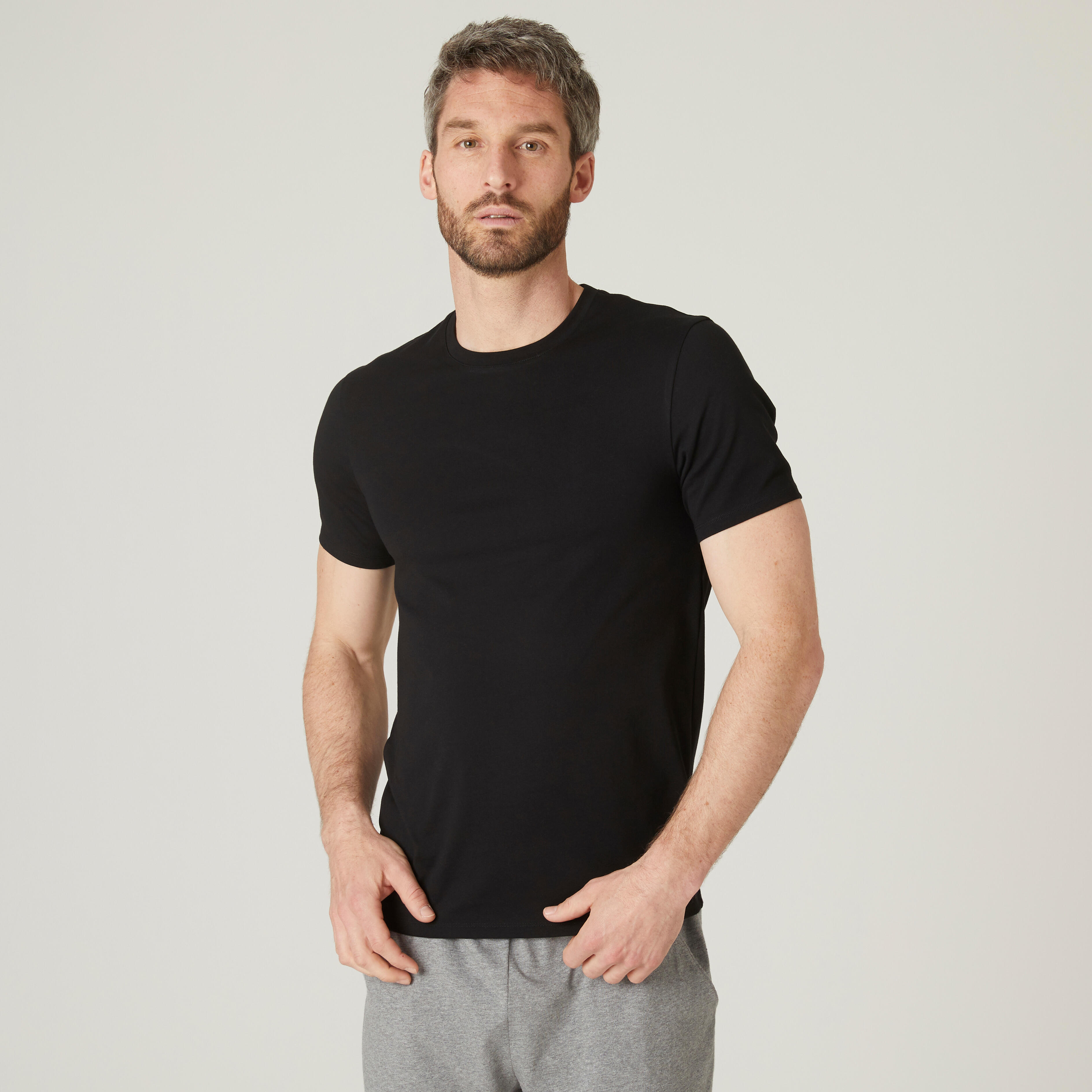 Men's Slim Fit Cotton Fitness T-Shirt - Black