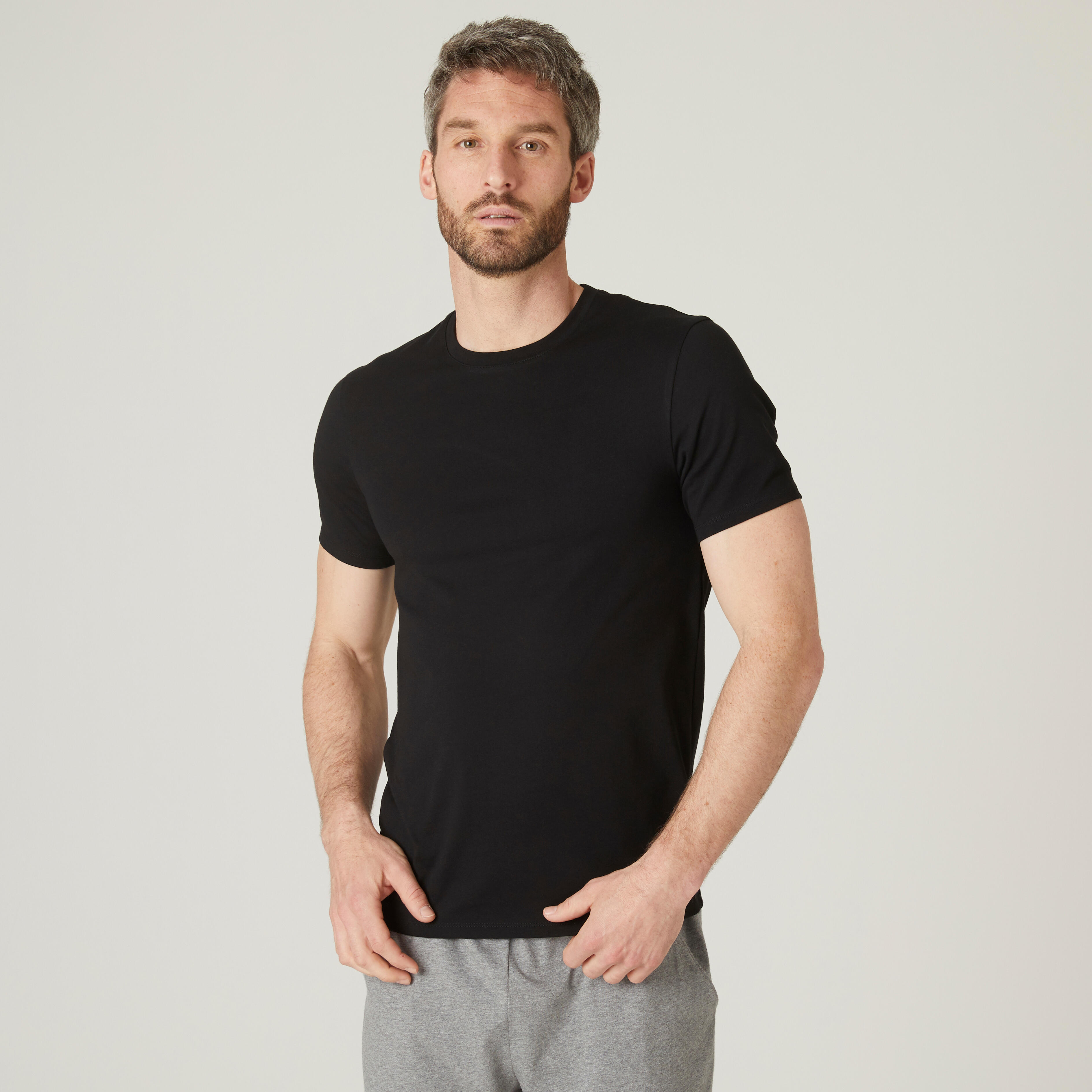 Tricou 500 fitness slim bumbac extensibil Bărbați Tricou 500 fitness slim bumbac extensibil Bărbați
