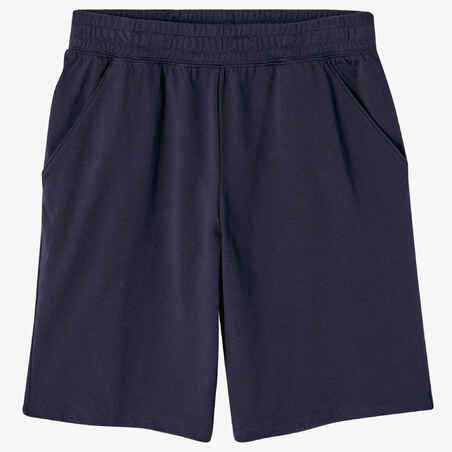 Long Stretch Cotton Fitness Shorts - Navy Blue