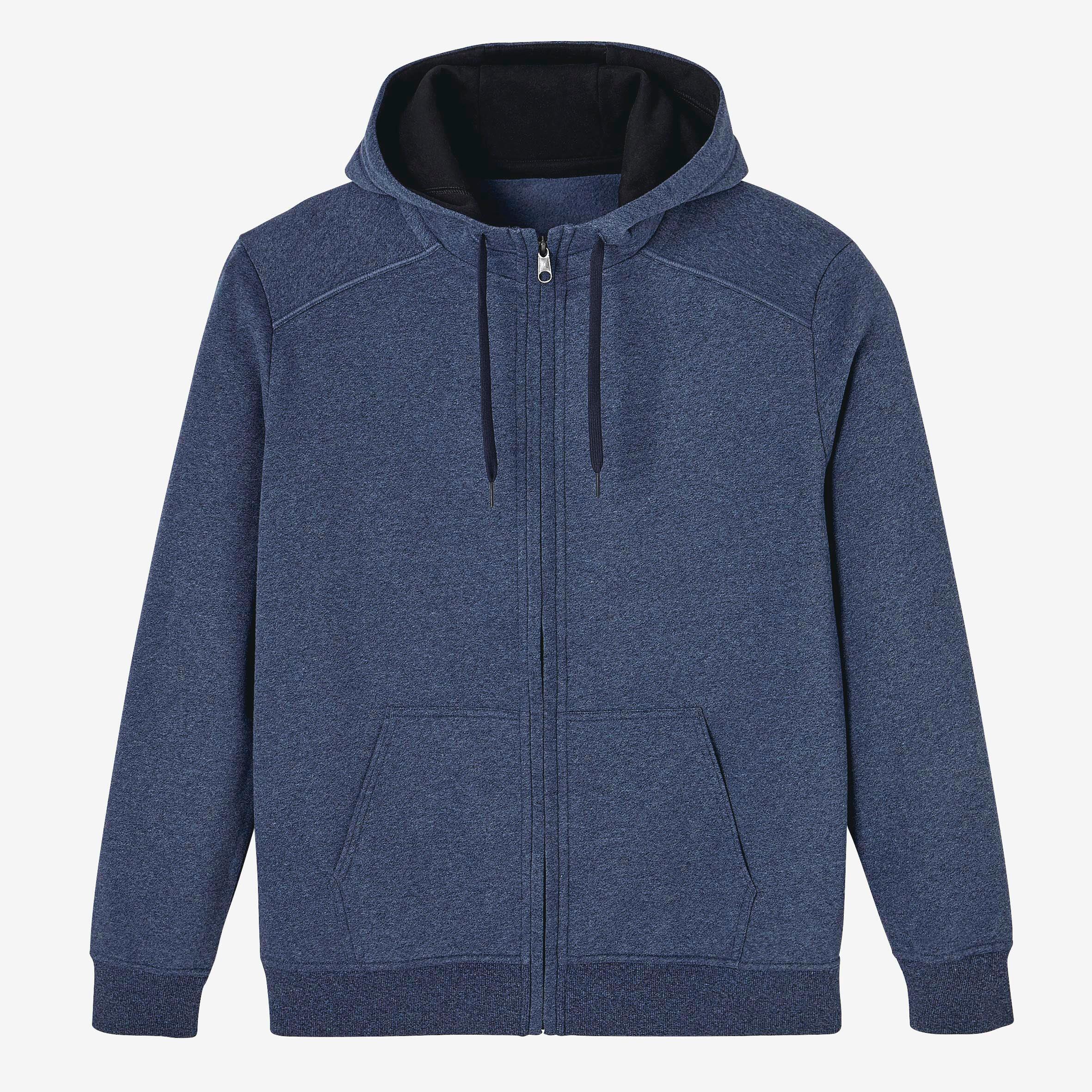 Mens Cotton Blend Gym Hoodie Zip Jacket - Blue