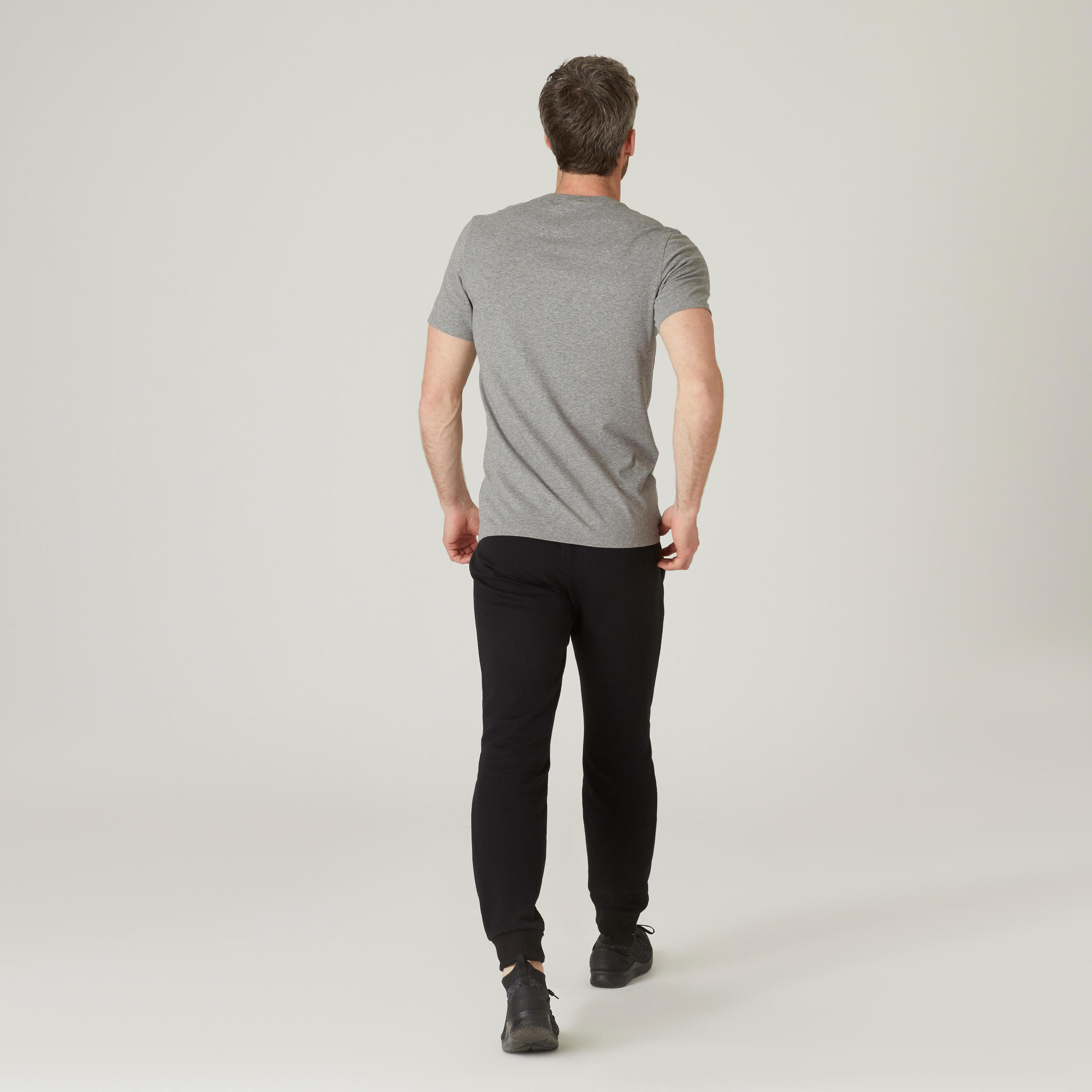 Fitness T-shirt voor heren slim fit 500 grijs 2/6