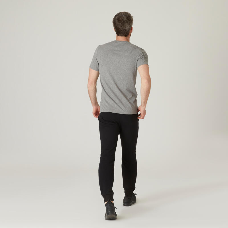 Fitness T-shirt voor heren slim fit 500 grijs