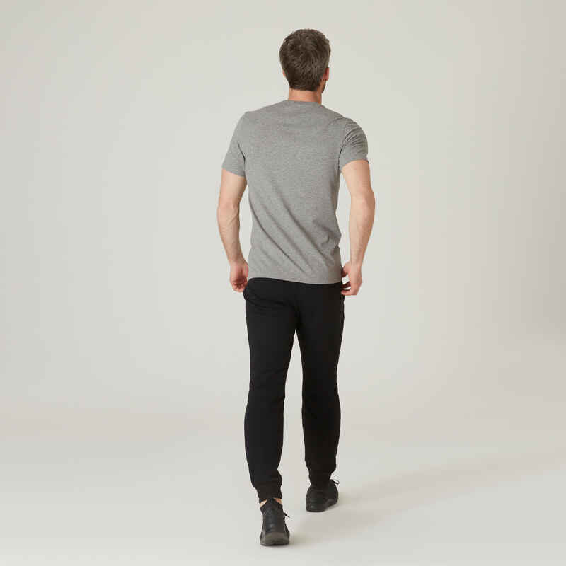 Men's Slim-Fit Fitness T-Shirt 500 - Grey