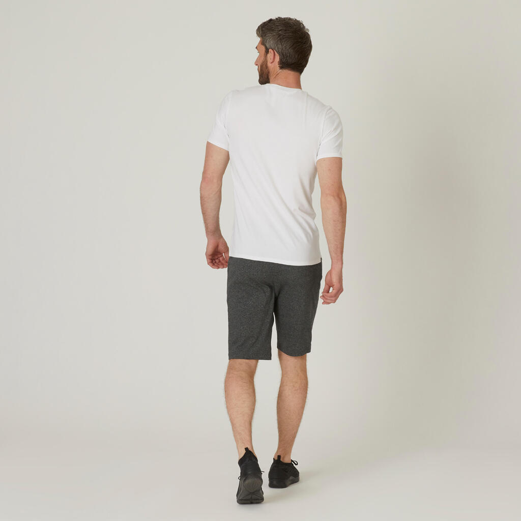 Playera Fitness Hombre 500 Negro Slim