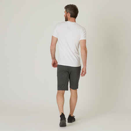 Ανδρικό T-Shirt με τη στενή εφαρμογή για Fitness 500 - Λευκό του πάγου