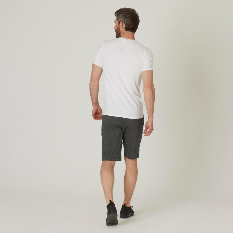 T-Shirt Slim de Fitness Homem 500 Branco Glaciar