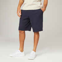 Long Stretch Cotton Fitness Shorts - Navy Blue