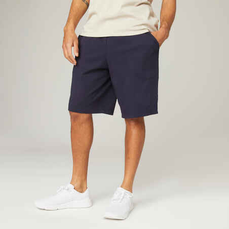 Long Stretch Cotton Fitness Shorts - Navy Blue