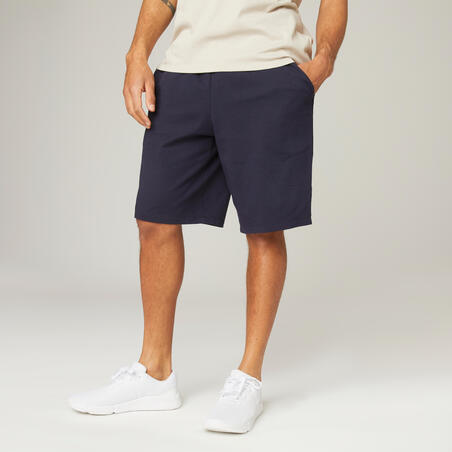 Short Coton Extensible Fitness Long  Bleu Marine