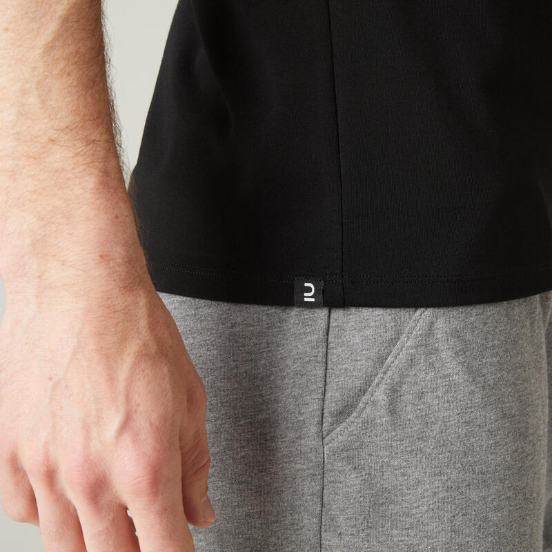 Erkek Siyah Spor Tişörtü 500 - Slim - Fitness Hafif Antrenman