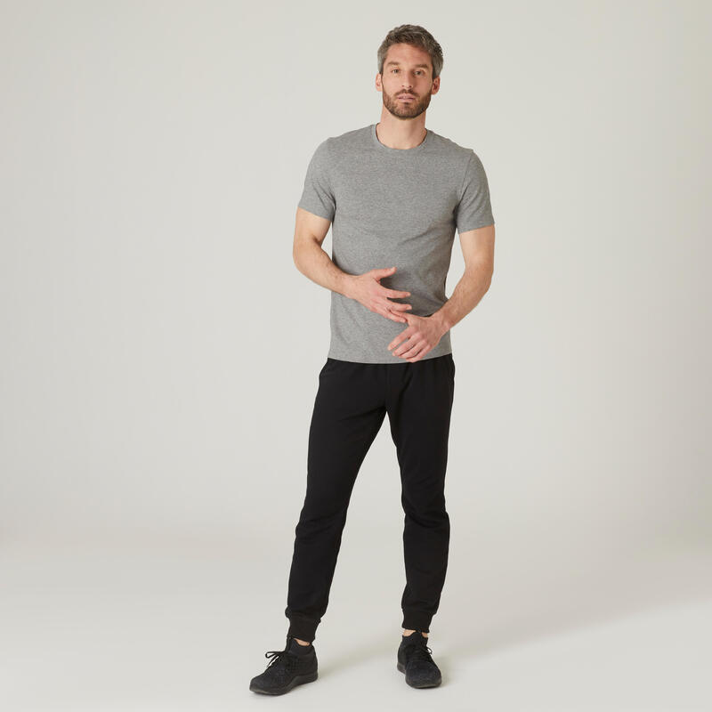 Fitness T-shirt voor heren 500 slim fit grijs
