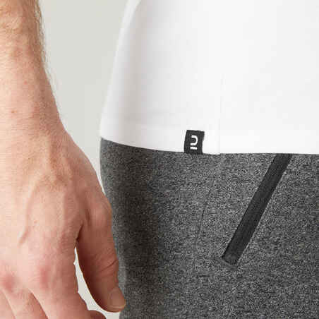 T-shirt fitness manches courtes slim coton extensible col rond homme blanc