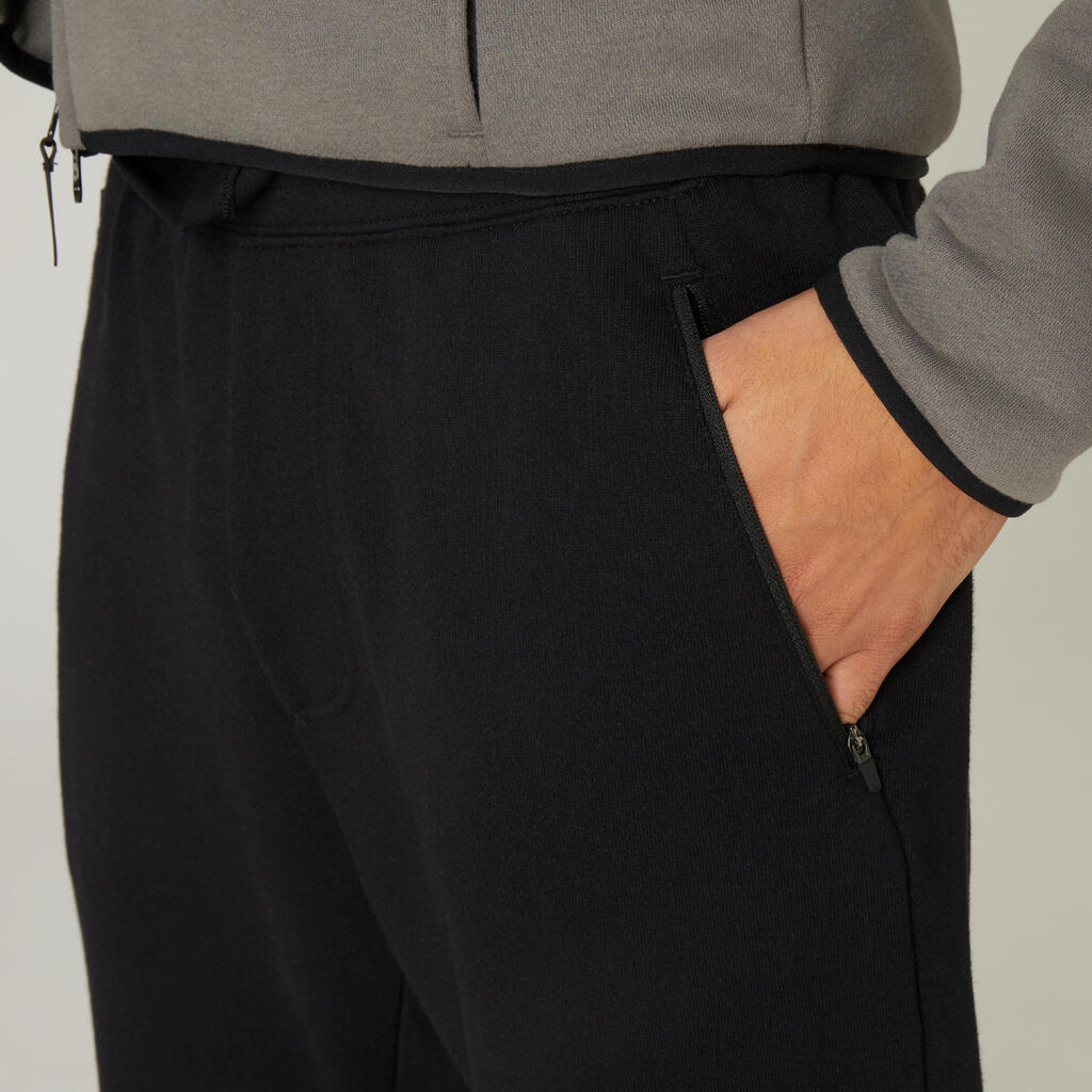 Fitness Slim-Fit Jogging Bottoms with Zip Pockets - Black