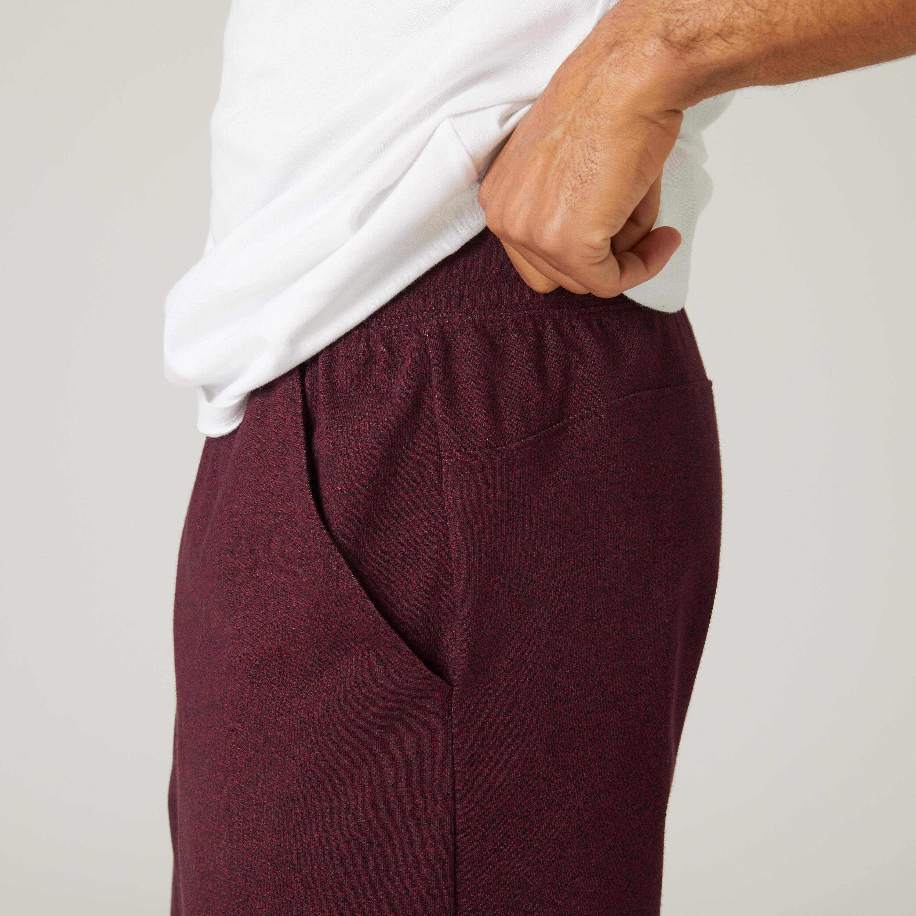 Fitness Long Stretch Cotton Shorts - Burgundy 5/6