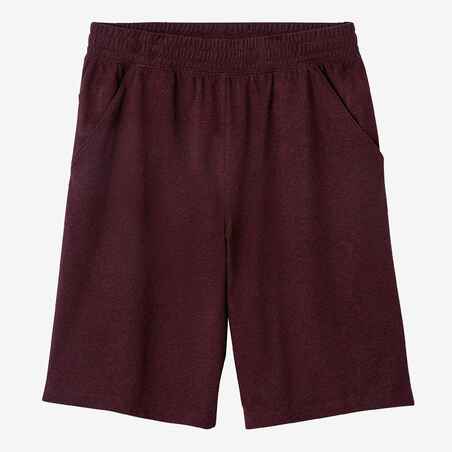 Fitness Long Stretch Cotton Shorts - Burgundy