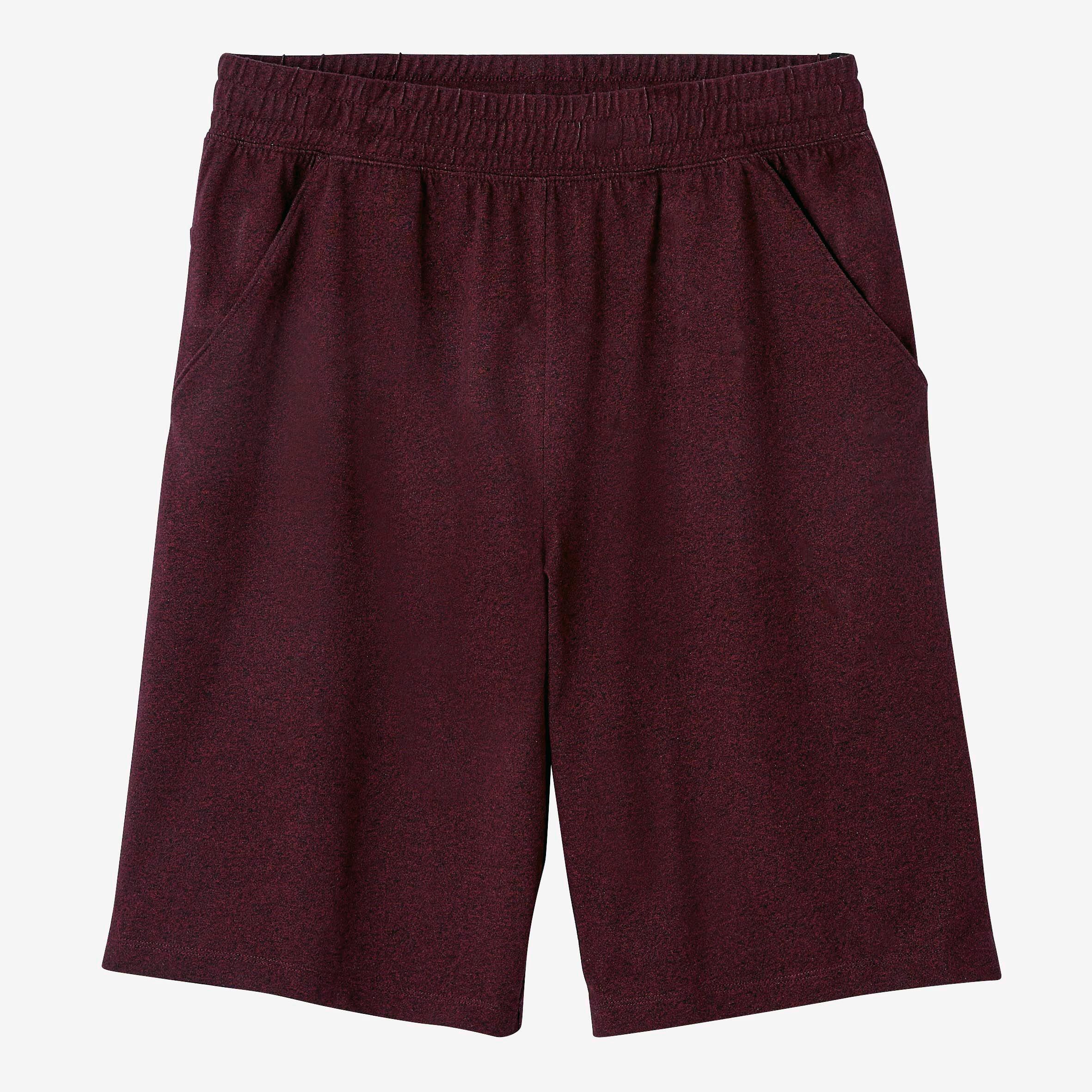 Fitness Long Stretch Cotton Shorts - Burgundy 6/6