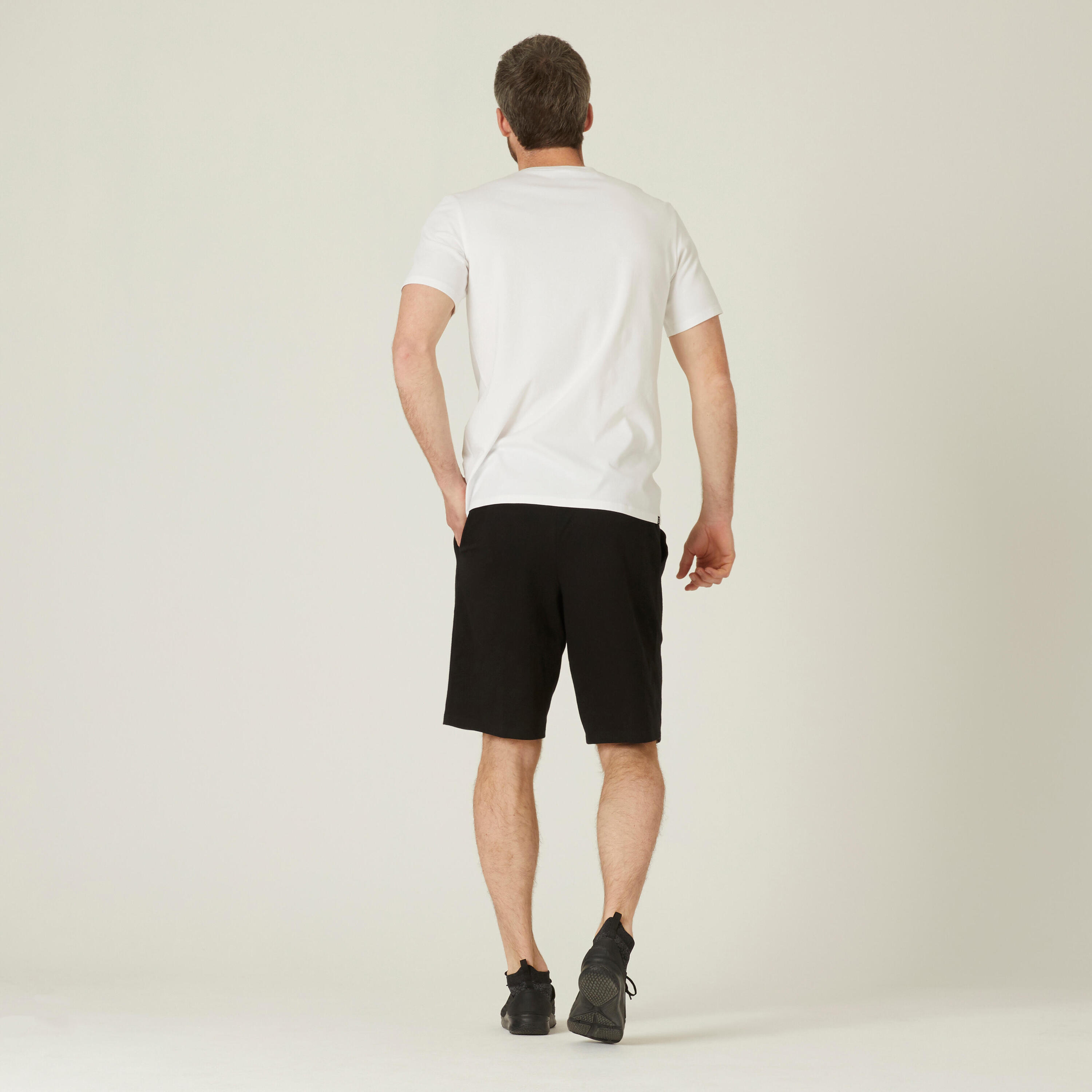 Fitness Long Stretch Cotton Shorts - Black 3/5