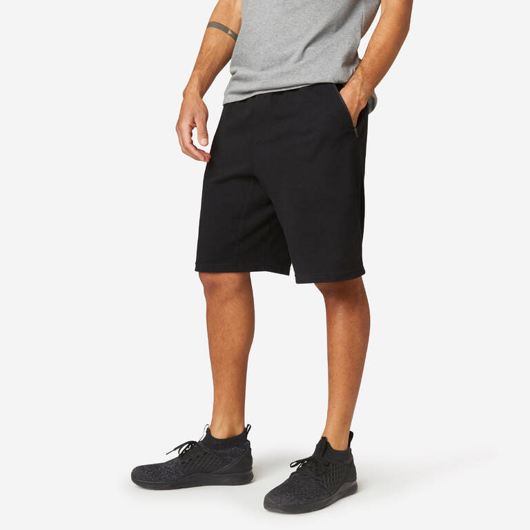 Men's Shorts for Gym Cotton Regular Fit 520- Black