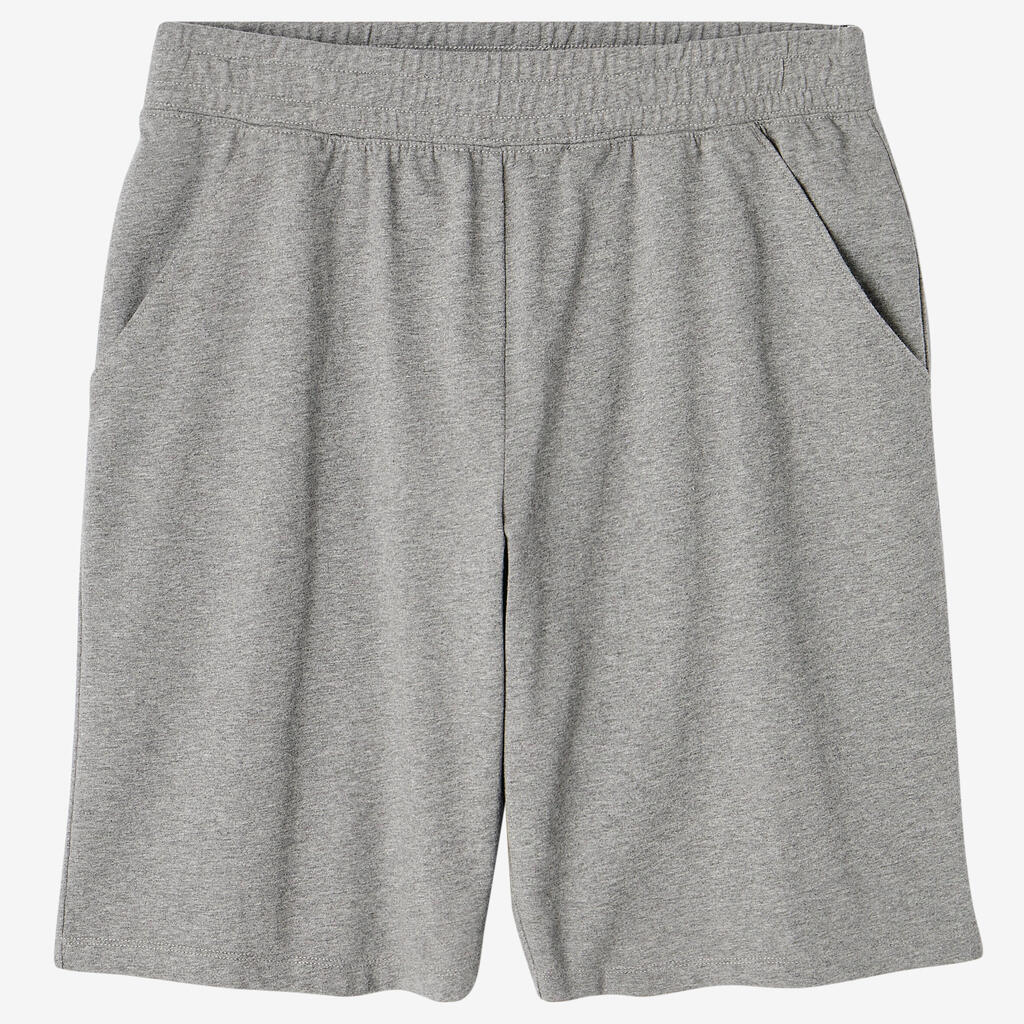 Fitness Long Stretch Cotton Shorts - Mottled Grey