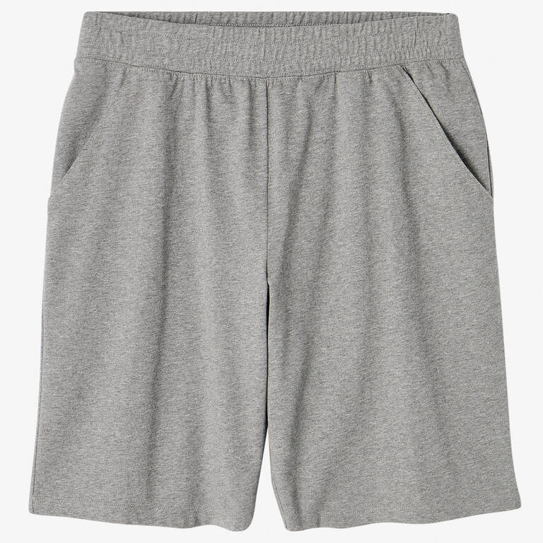 Fitness Long Stretch Cotton Shorts - Mottled Grey