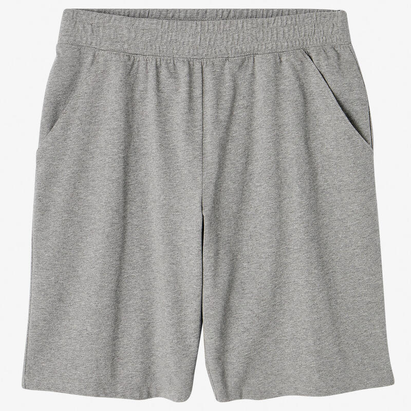 Short Coton Extensible Fitness Long Gris Chiné