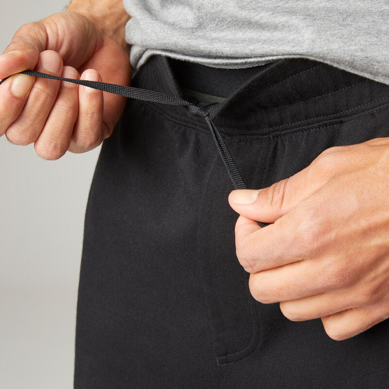 Pantaloncini uomo fitness 520 misto cotone tasca con zip neri