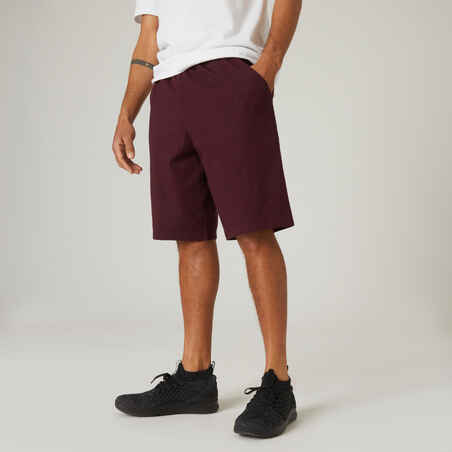 Fitness Long Stretch Cotton Shorts - Burgundy