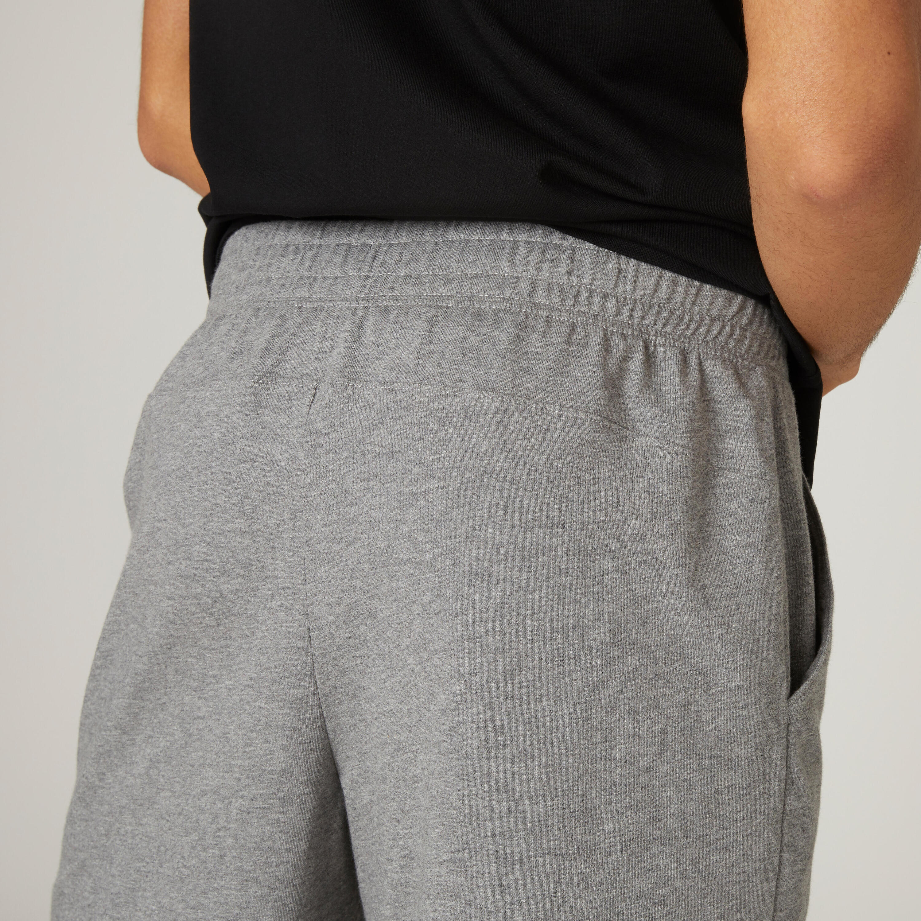 Fitness Long Stretch Cotton Shorts - Mottled Grey 6/7