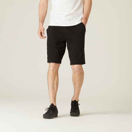 Shorts med bomullsstretch träning långa svarta