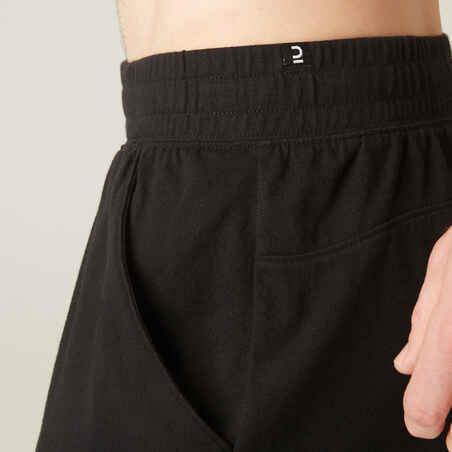 Fitness Long Stretch Cotton Shorts - Black