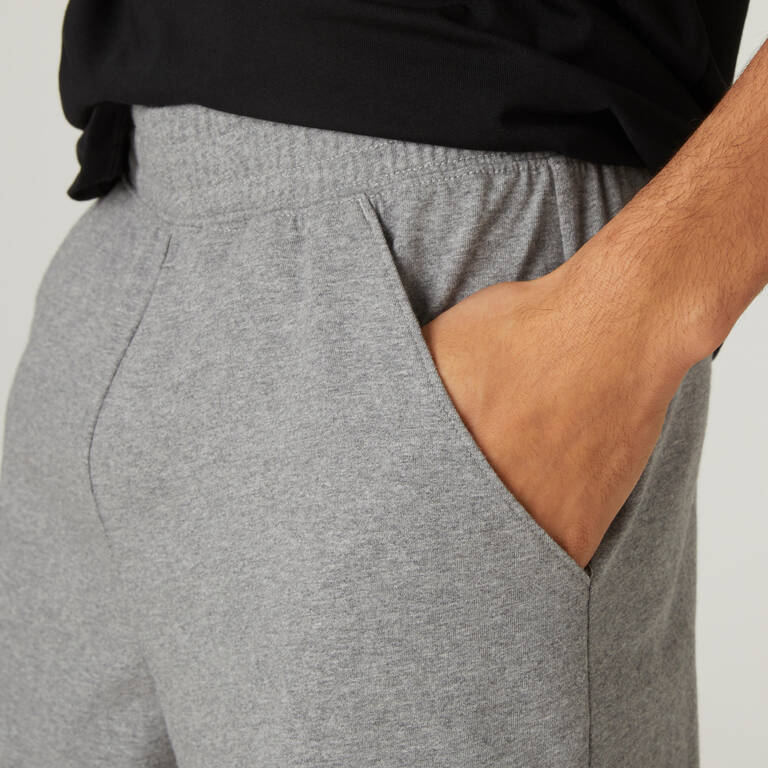 Fitness Long Stretch Cotton Shorts - Mottled Grey