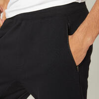 Pantalón de fitness tipo jogger para hombre mayoritariamente algodón - Skinny - 500 - Negro 