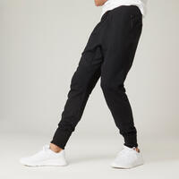 Pantalón de fitness tipo jogger para hombre mayoritariamente algodón - Skinny - 500 - Negro 