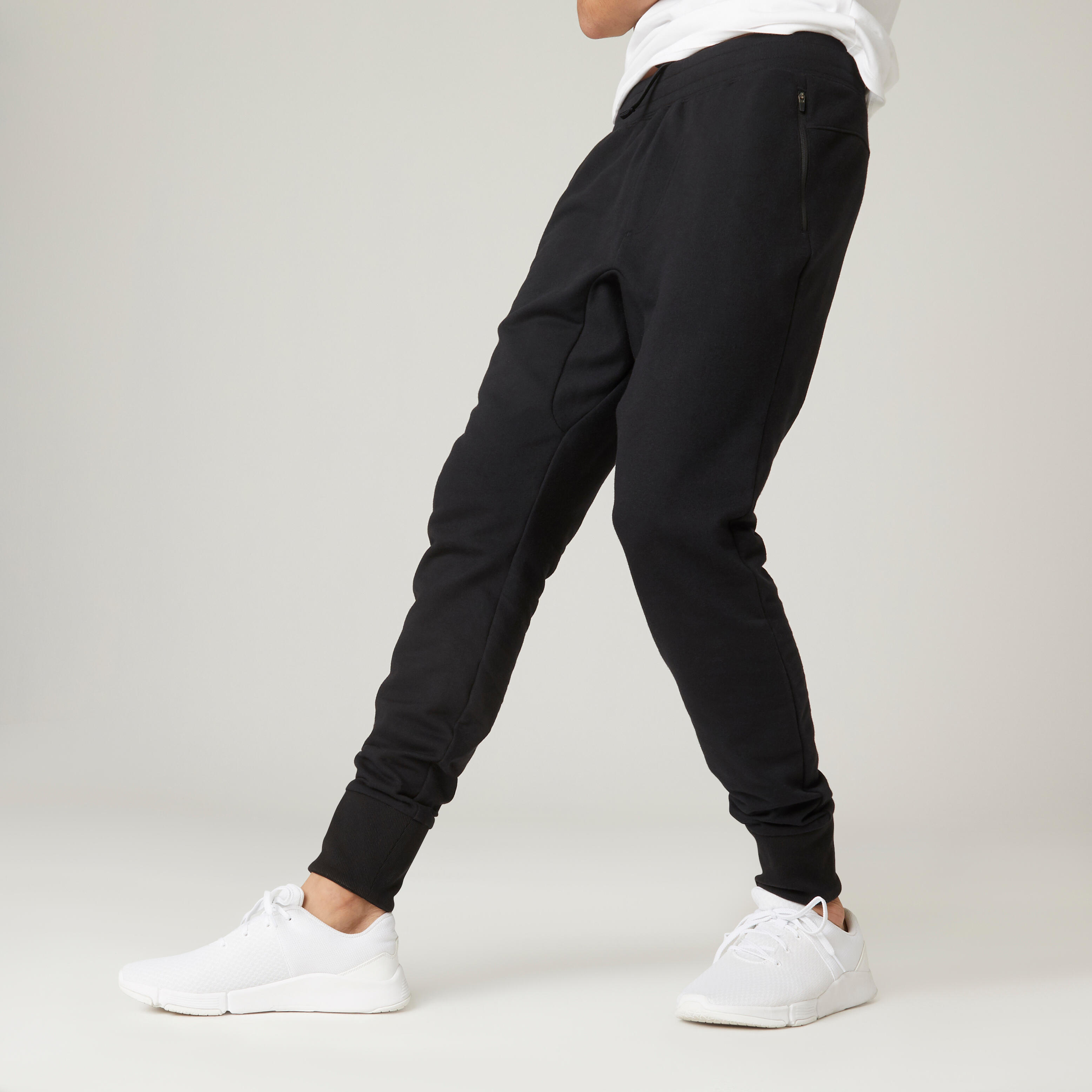 Pantalon de Jogging en Coton pour Homme avec Poches zippées Pantalon de Sport Long pour Les Loisirs 