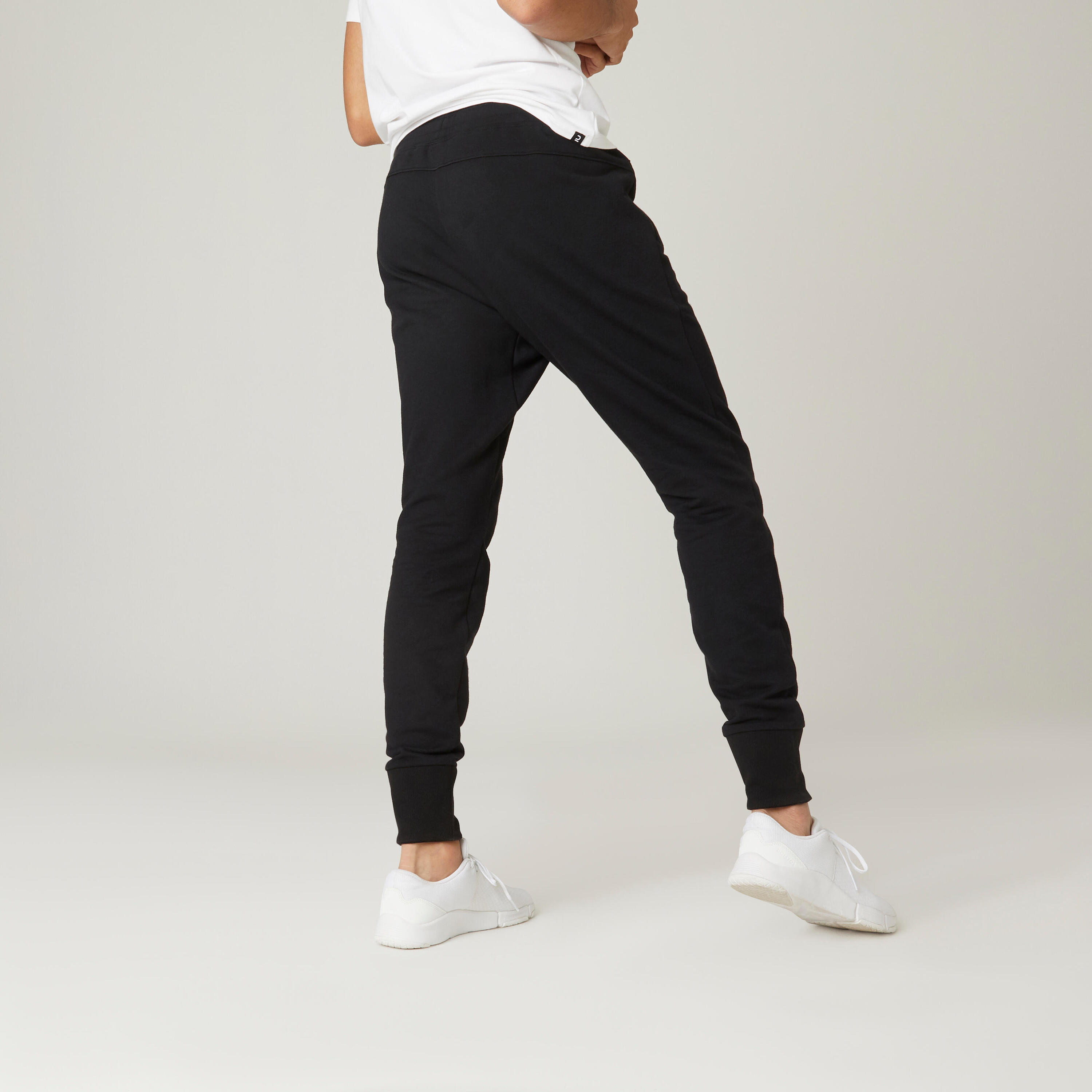 Men's Fitness Majority Cotton Skinny Jogging Bottoms 500 - Black 2/7