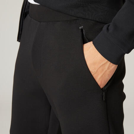 Pantalón de fitness tipo jogger para hombre - Mayoritariamente algodón - Corte ajustado - 540 - Negro 