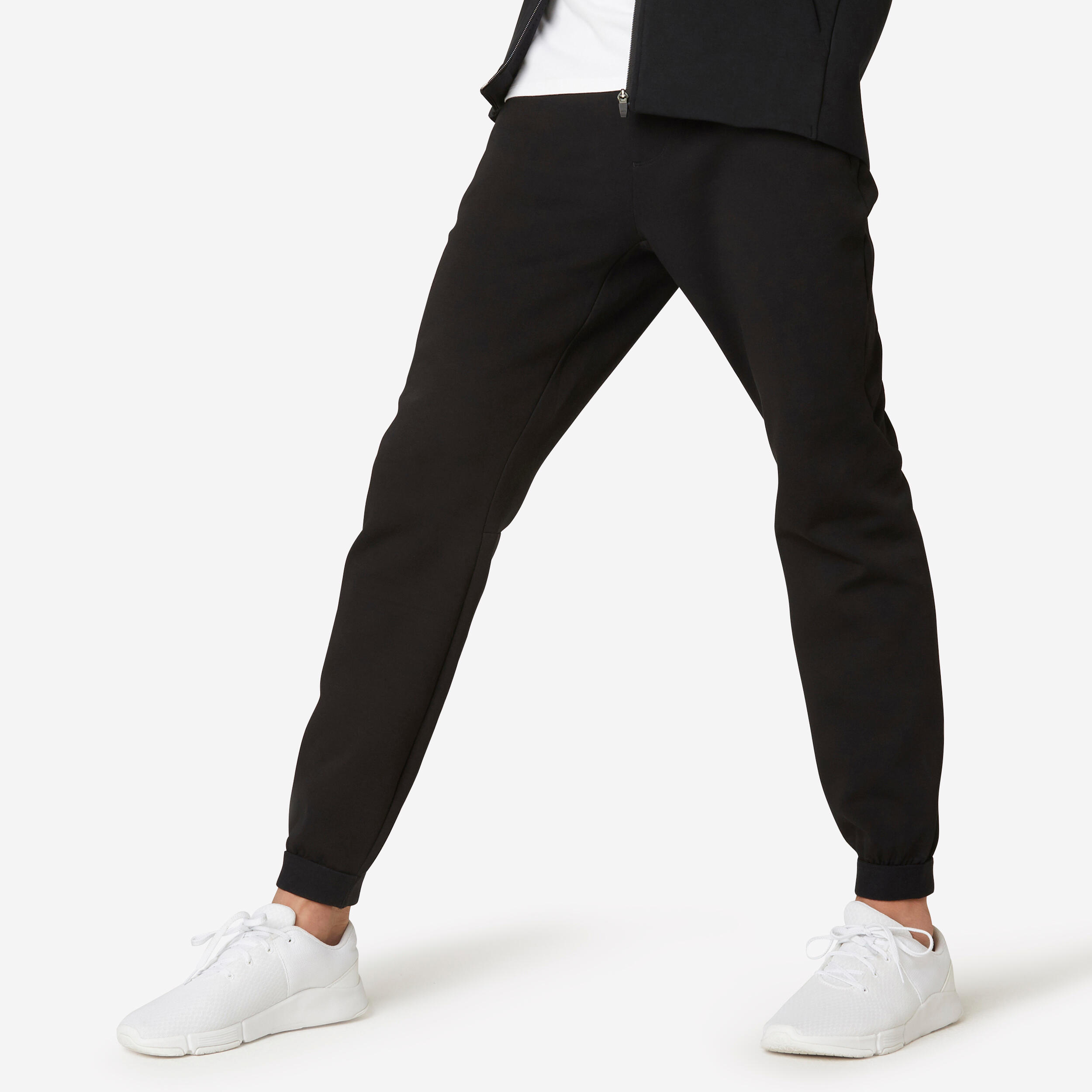 Pantaloni uomo fitness 540 slim misto cotone pesanti neri DOMYOS | DECATHLON