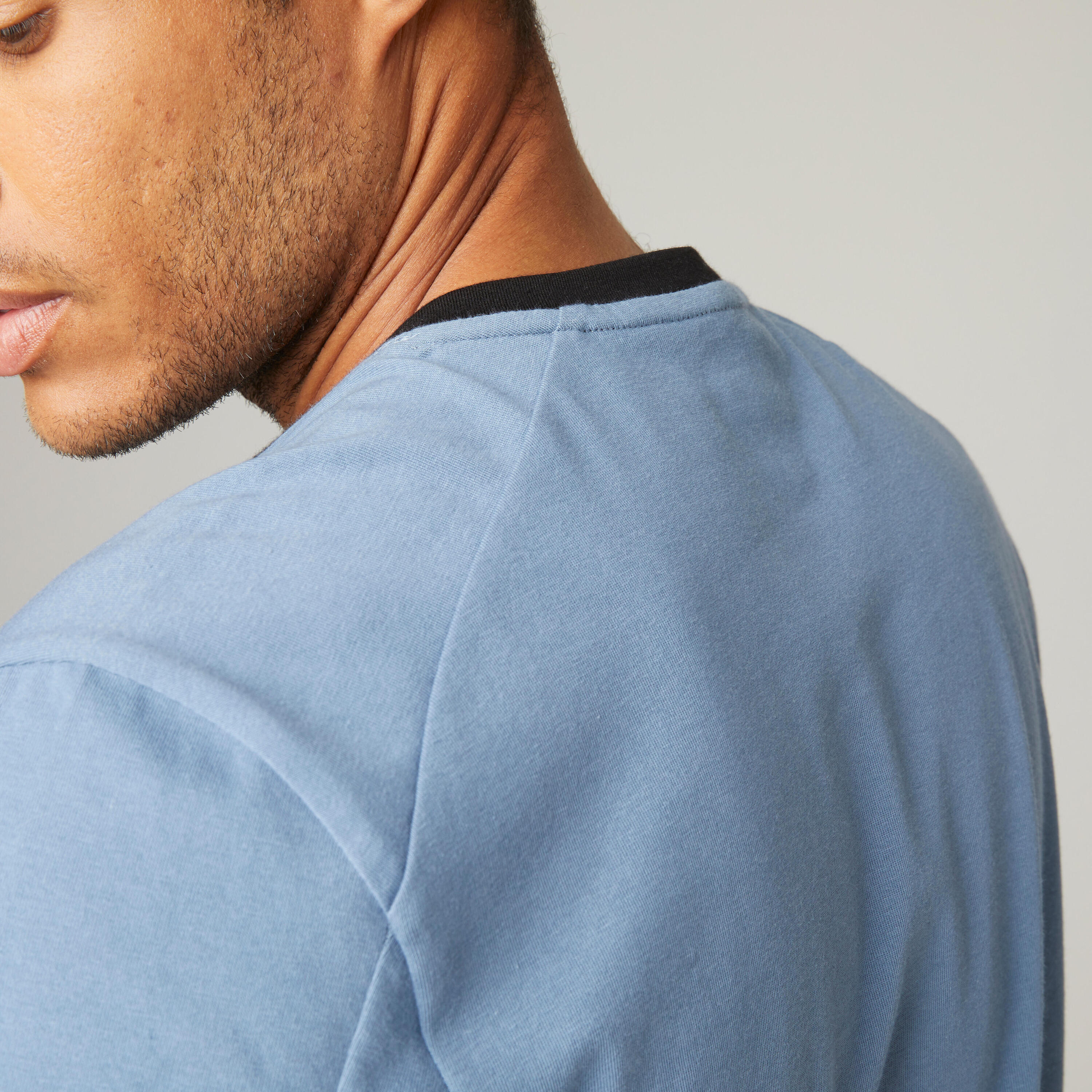Men's Short-Sleeved Fitted-Cut Crew Neck Cotton Fitness T-Shirt 520 - Storm Blue 3/7