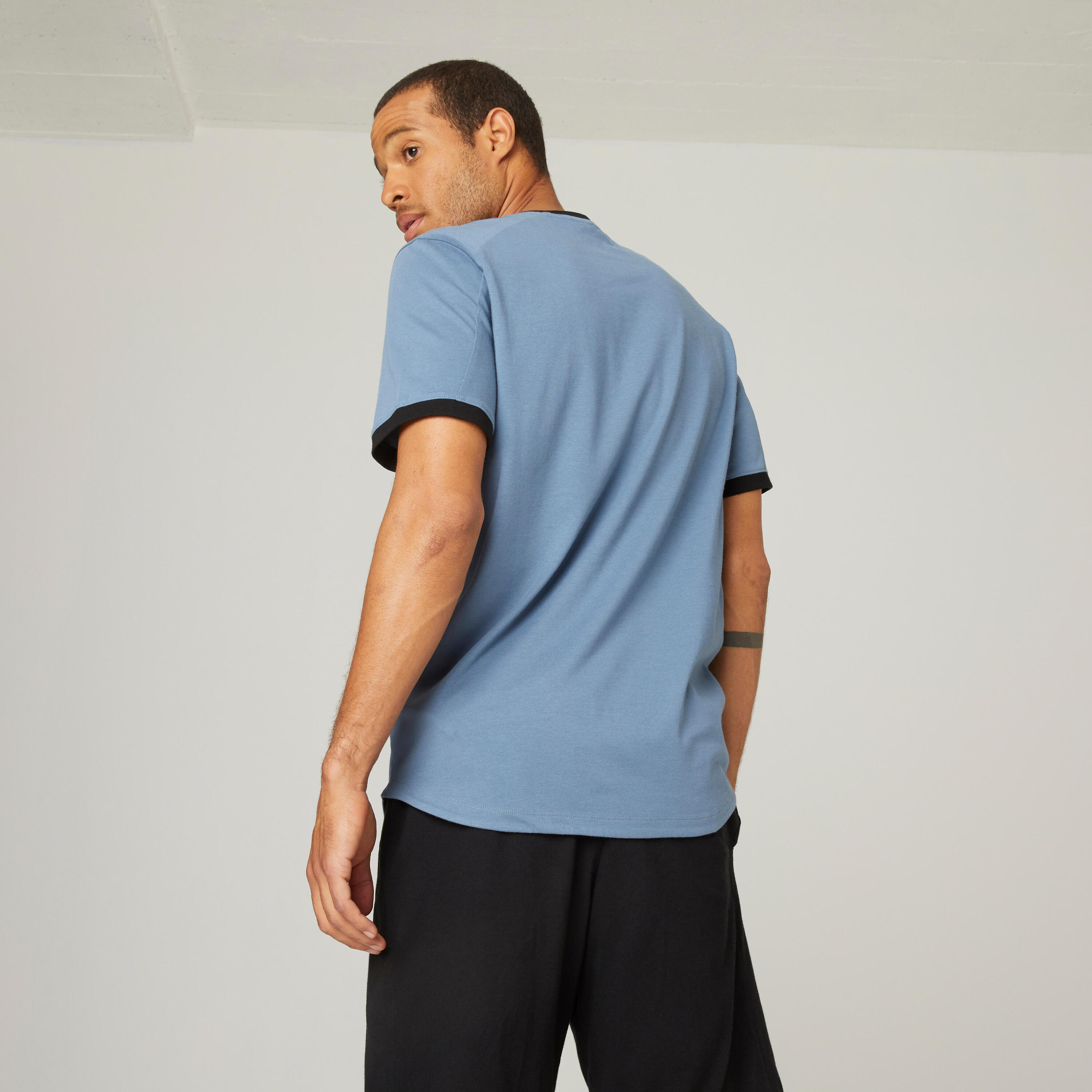 Men's Short-Sleeved Fitted-Cut Crew Neck Cotton Fitness T-Shirt 520 - Storm Blue 4/7