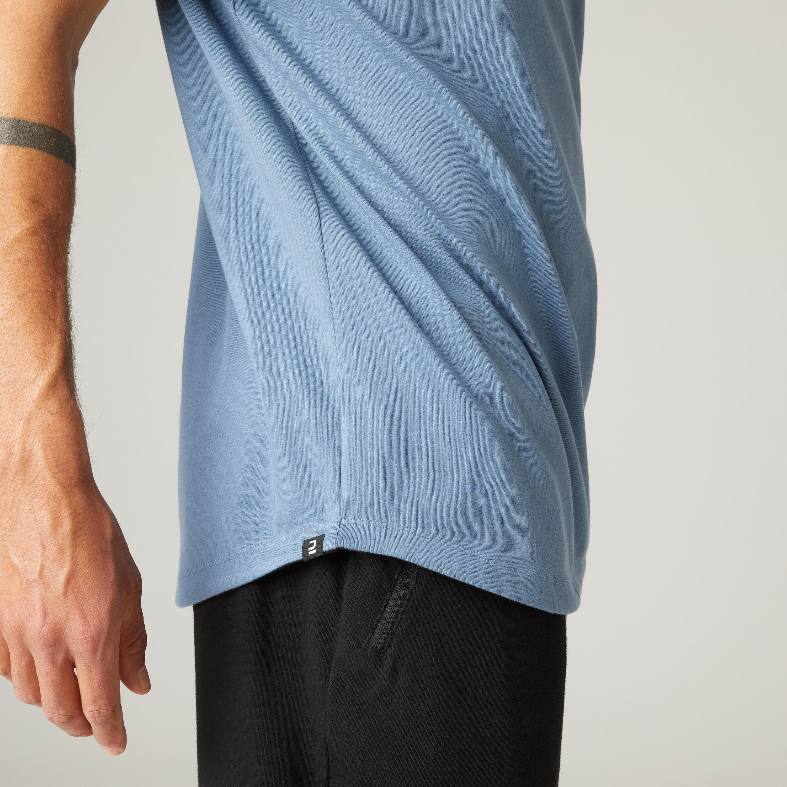 Men's Short-Sleeved Fitted-Cut Crew Neck Cotton Fitness T-Shirt 520 - Storm Blue 6/7