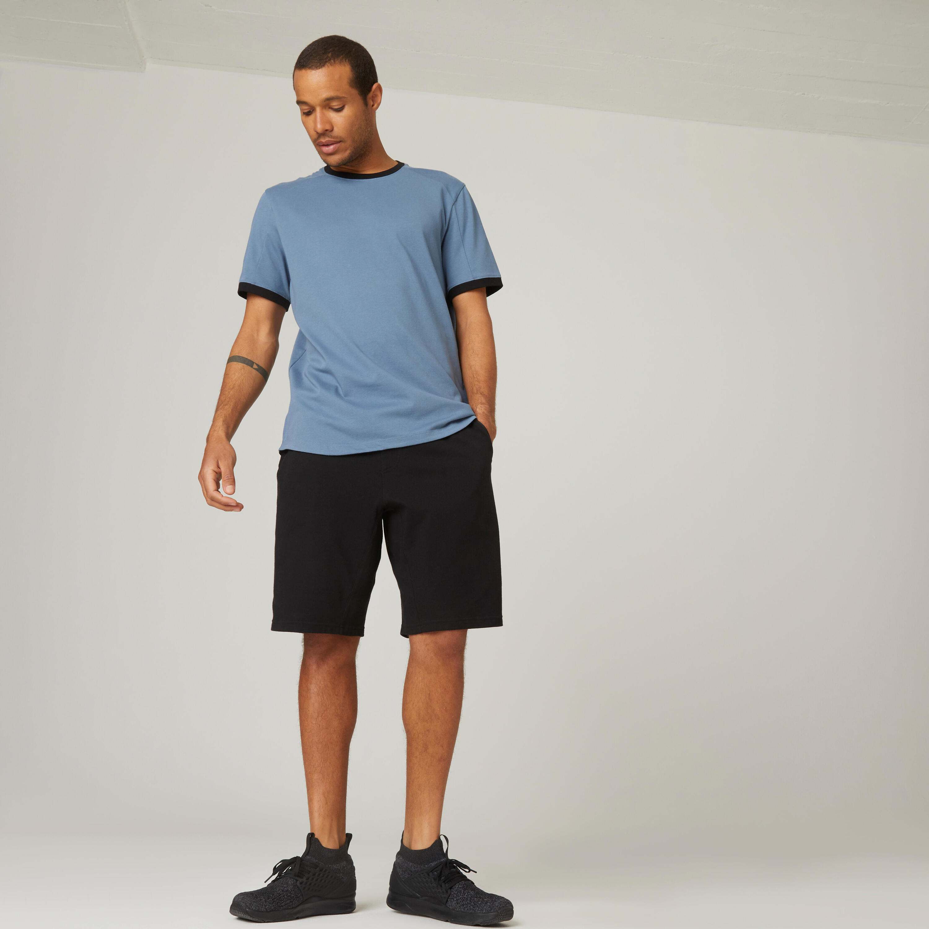 Men's Short-Sleeved Fitted-Cut Crew Neck Cotton Fitness T-Shirt 520 - Storm Blue 7/7