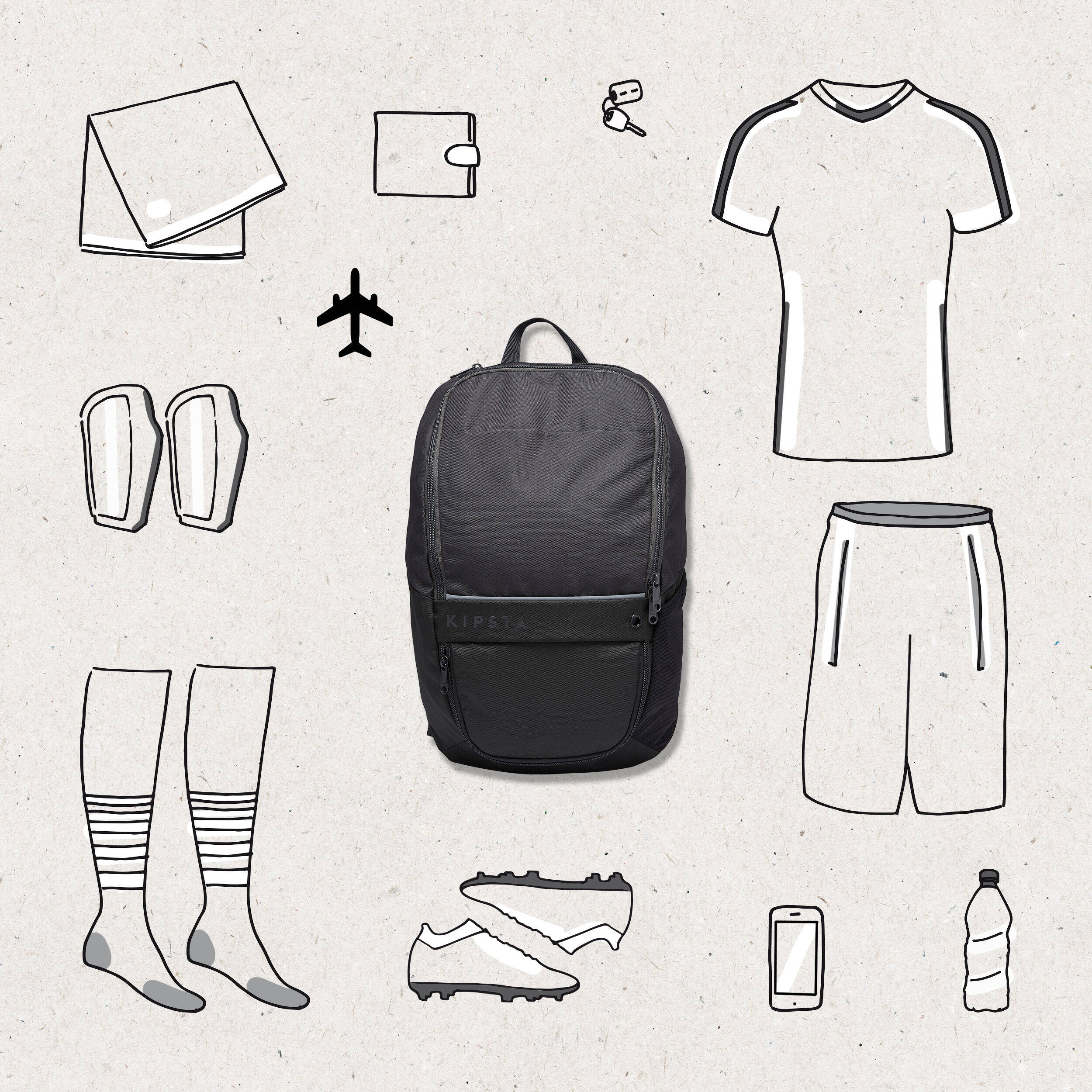 Football Backpack Bag 17L - Navy Blue -  2