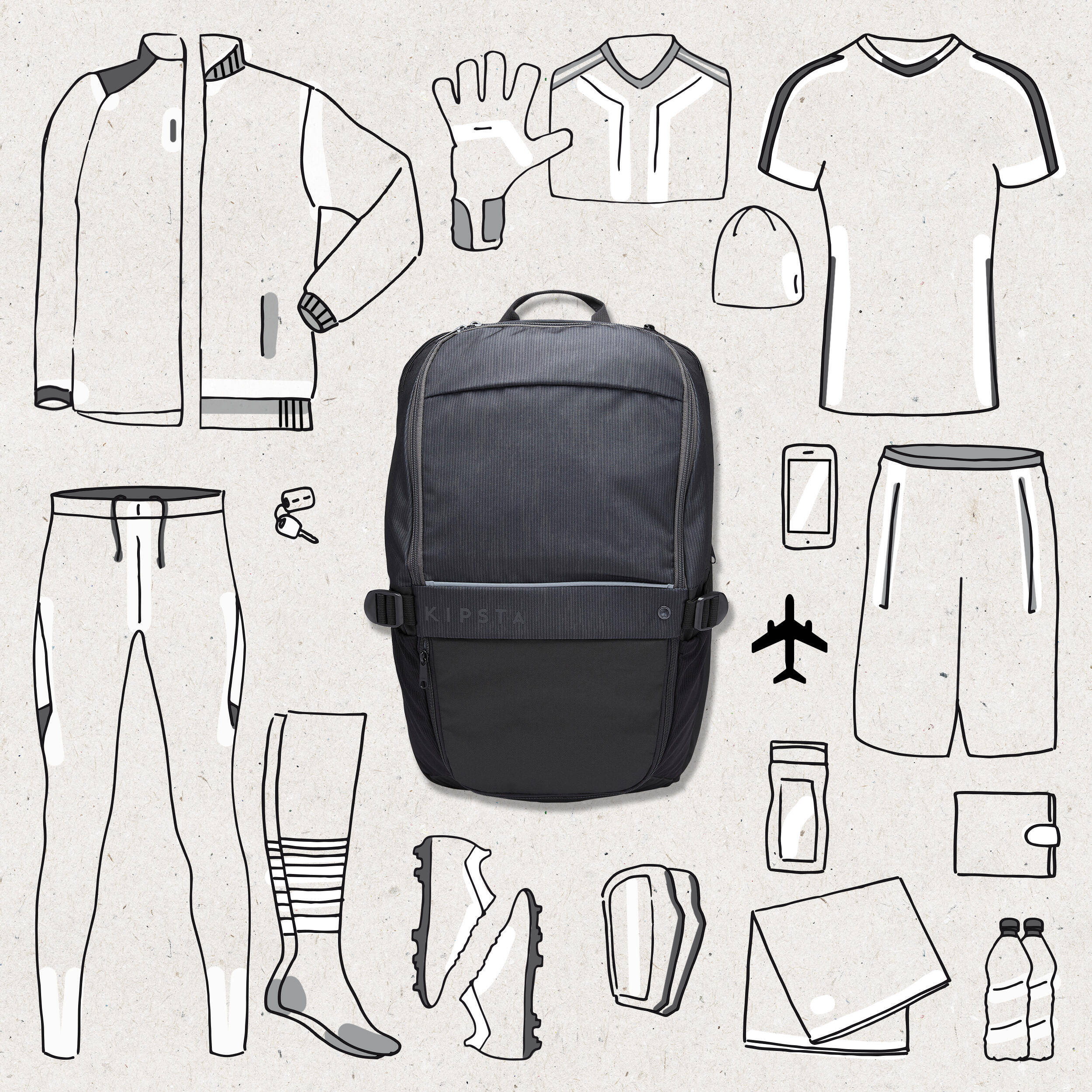 Sports Backpack 35L with Laptop Pocket - Burgundy/Black -  3