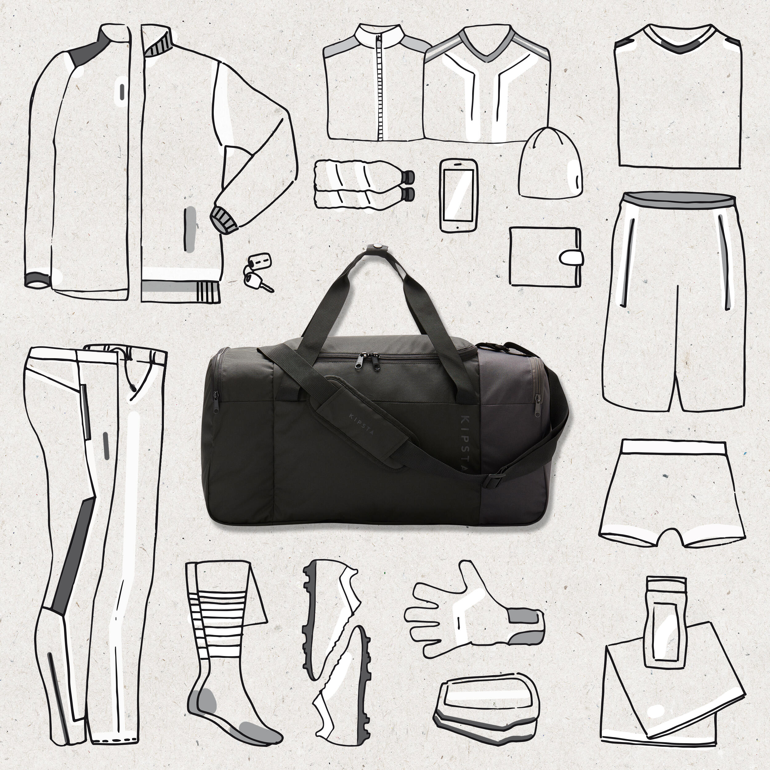 55 L Essential Sports Bag - [EN] graphite grey, [EN] smoked black